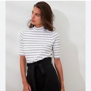 banana republic timeless striped mock neck tee